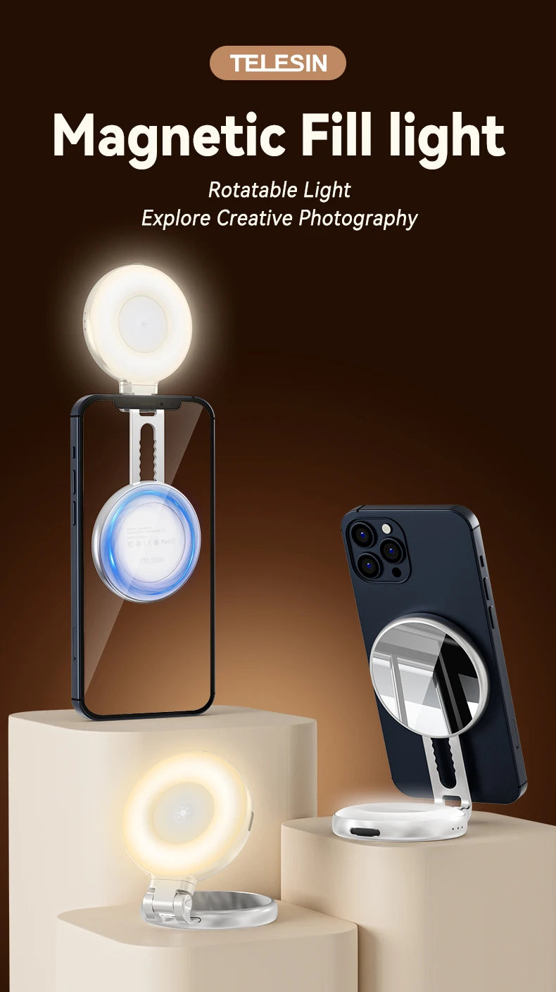 Empuñadura Magnética TELESIN Fun Shot con Control Remoto – Soporte de Cámara para Teléfonos Android e iOS