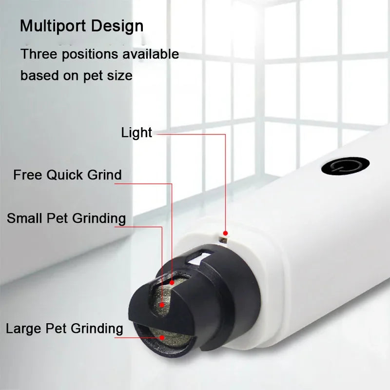 Cortauñas Eléctrico para Mascotas – Recargable con Luz LED, Silencioso y Seguro para Perros y Gatos