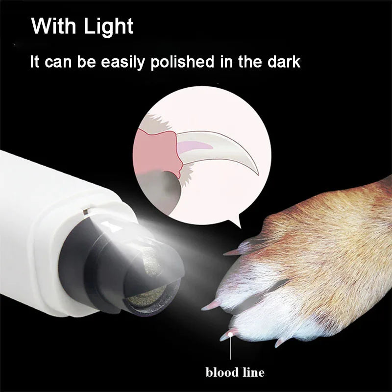 Cortauñas Eléctrico para Mascotas – Recargable con Luz LED, Silencioso y Seguro para Perros y Gatos