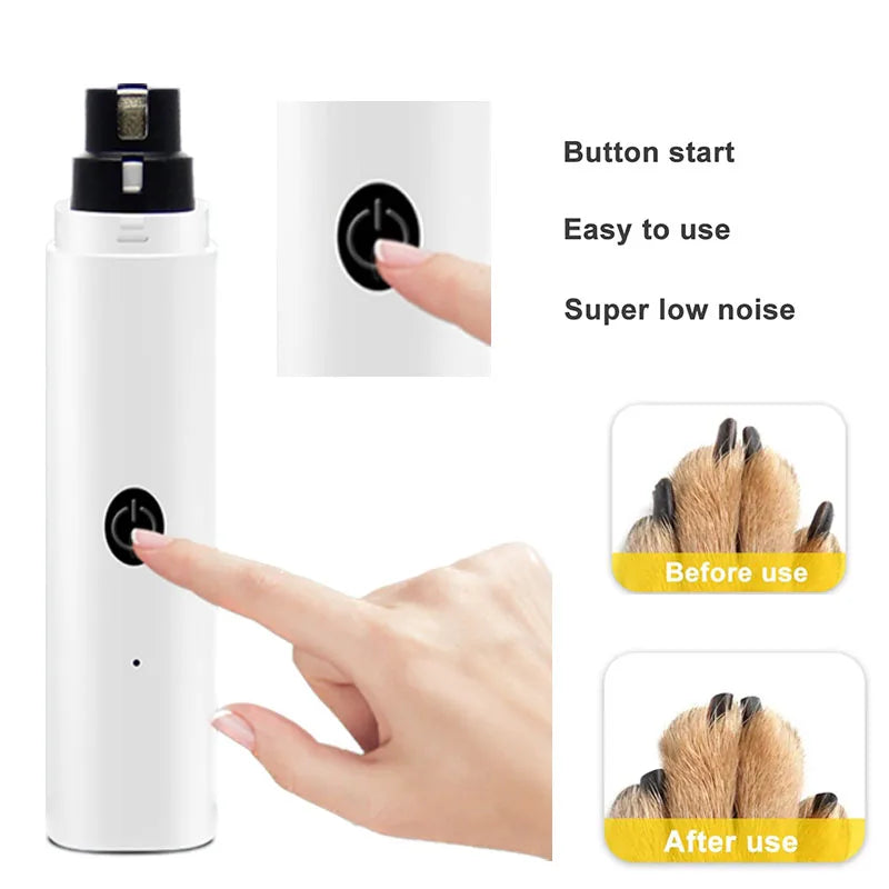 Cortauñas Eléctrico para Mascotas – Recargable con Luz LED, Silencioso y Seguro para Perros y Gatos