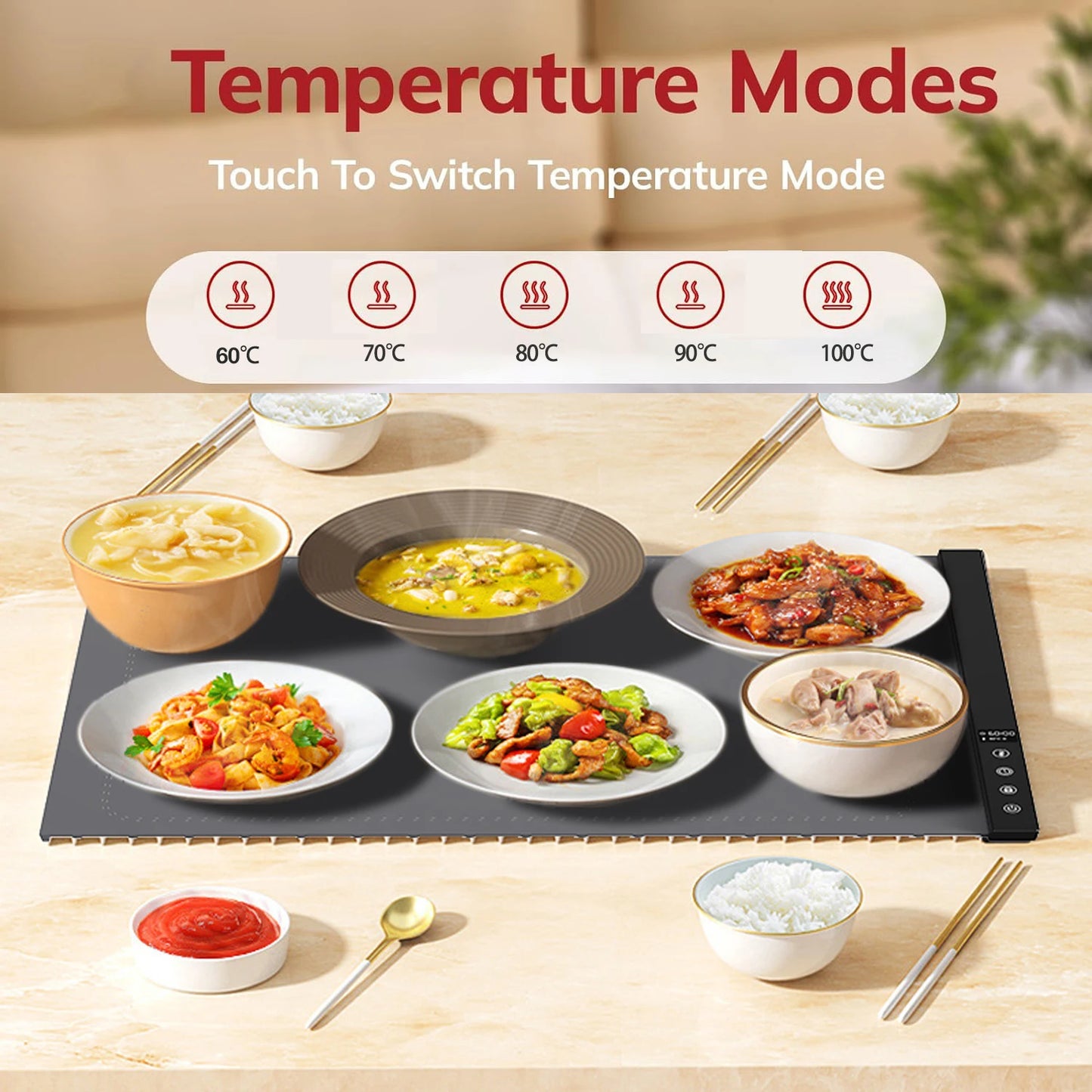 Alfombrilla Calefactora de Silicona para Comida – Con Temperatura Ajustable