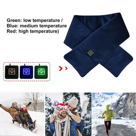 Calentador de Cuello Eléctrico Recargable por USB – Bufanda Térmica con 3 Niveles de Calor para Hombre y Mujer
