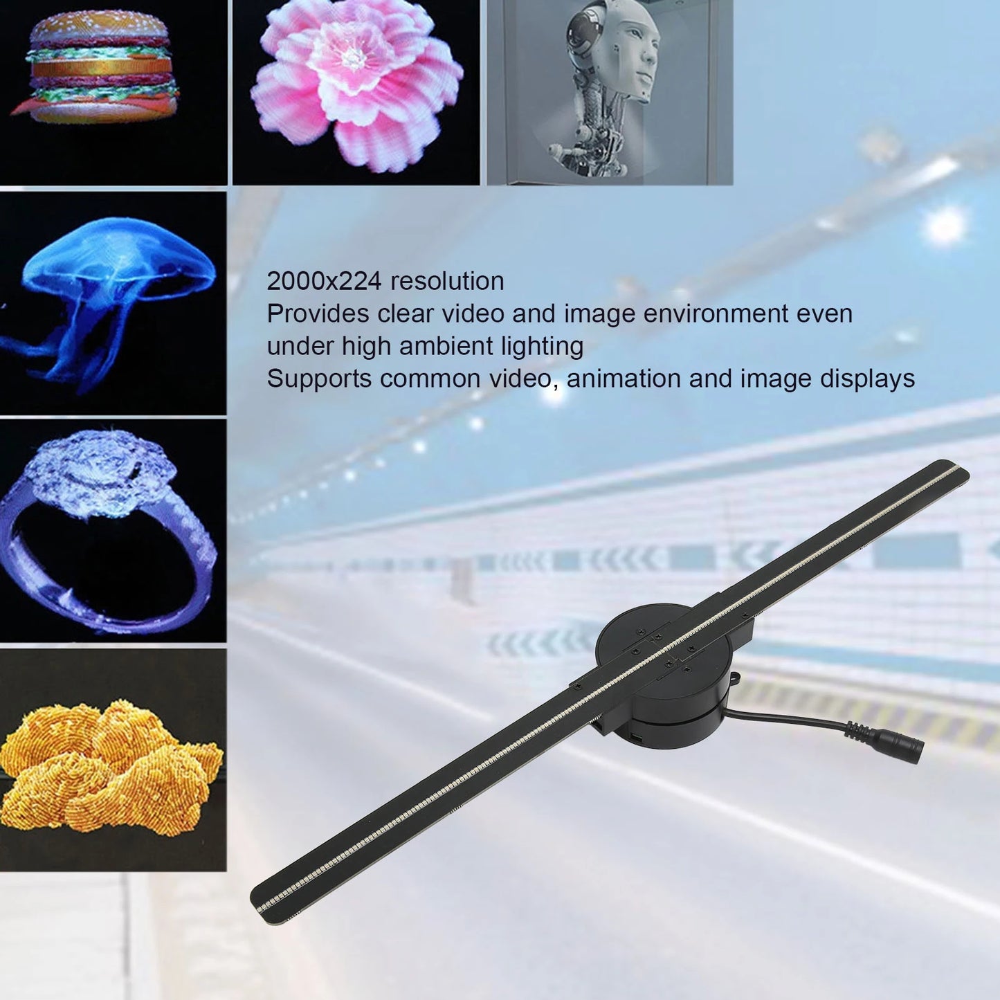 Ventilador Holograma 3D – Proyección de 176°
