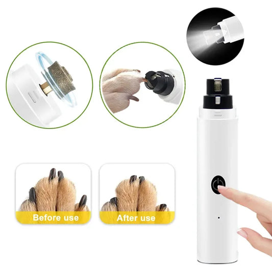 Cortauñas Eléctrico para Mascotas – Recargable con Luz LED, Silencioso y Seguro para Perros y Gatos