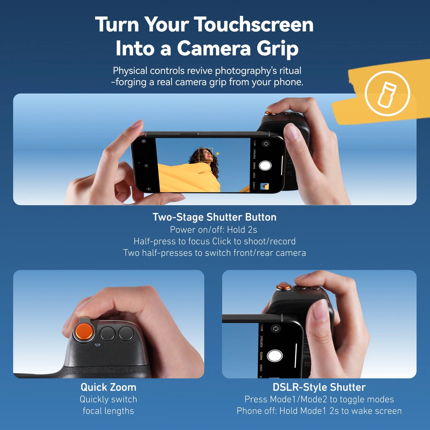 Empuñadura Magnética TELESIN Fun Shot con Control Remoto – Soporte de Cámara para Teléfonos Android e iOS
