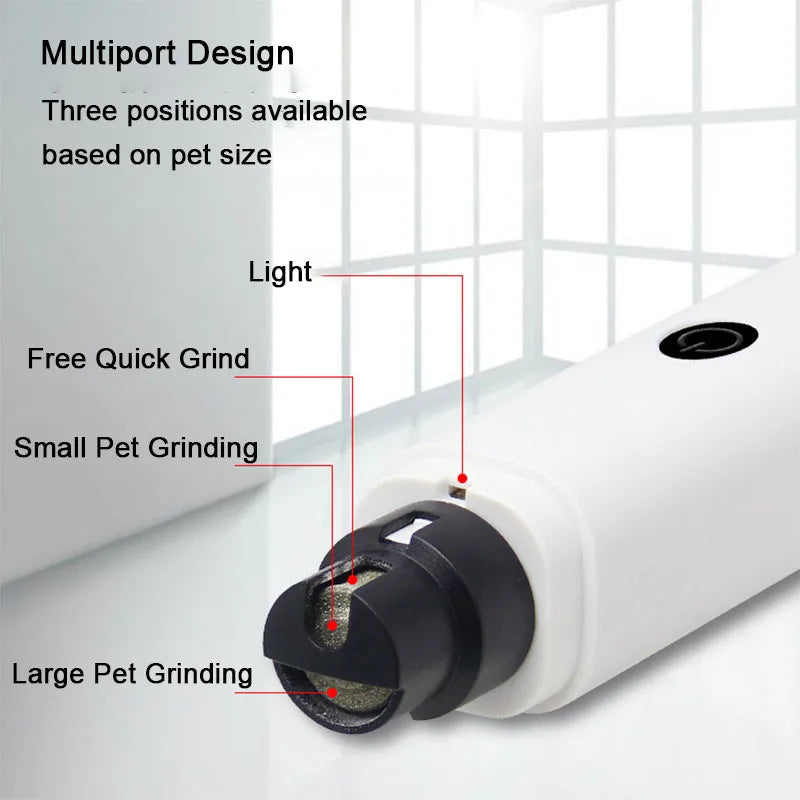 Cortauñas Eléctrico para Mascotas – Recargable con Luz LED, Silencioso y Seguro para Perros y Gatos